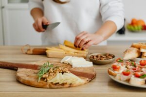 preparing charcuterie board